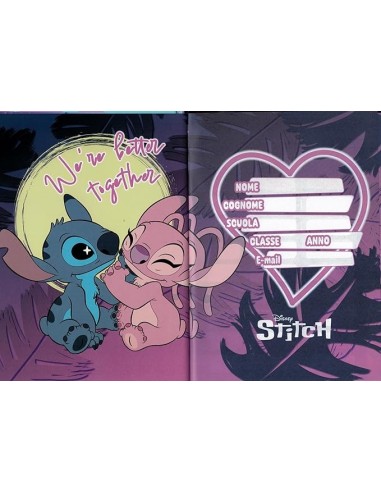 DIARI: vendita online Seven, Diario, Agenda Scuola, Disney Stitch e Angel, 12 Mesi, 21 x 15 x 3 cm, Copertina Lucida Rigida i...