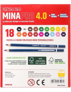 CANCELLERIA: vendita online Seven, Set Matite Colorate, 18 Pezzi, Pastelli Scuola Ufficio, Mina 4.0, Etichetta Nome, 16x18x2 ...