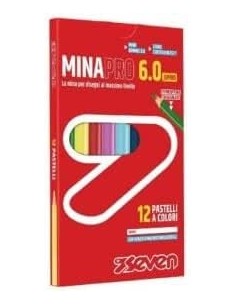 CANCELLERIA: vendita online Seven, Pastelli Scuola, Minapro 6.0, 12 Pezzi, Colori a Mina Grossa, Spazio Nome, Impugnatura Tri...