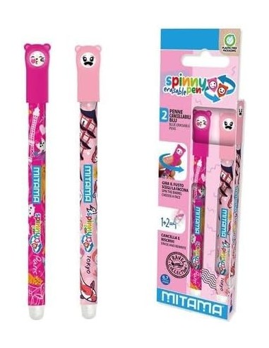 CANCELLERIA: vendita online Mitama, Set 2 Penne Cancellabili, Spinny Pen P.07, Penna Blu, Punta 0.7 mm, Seven Erasable, Facci...