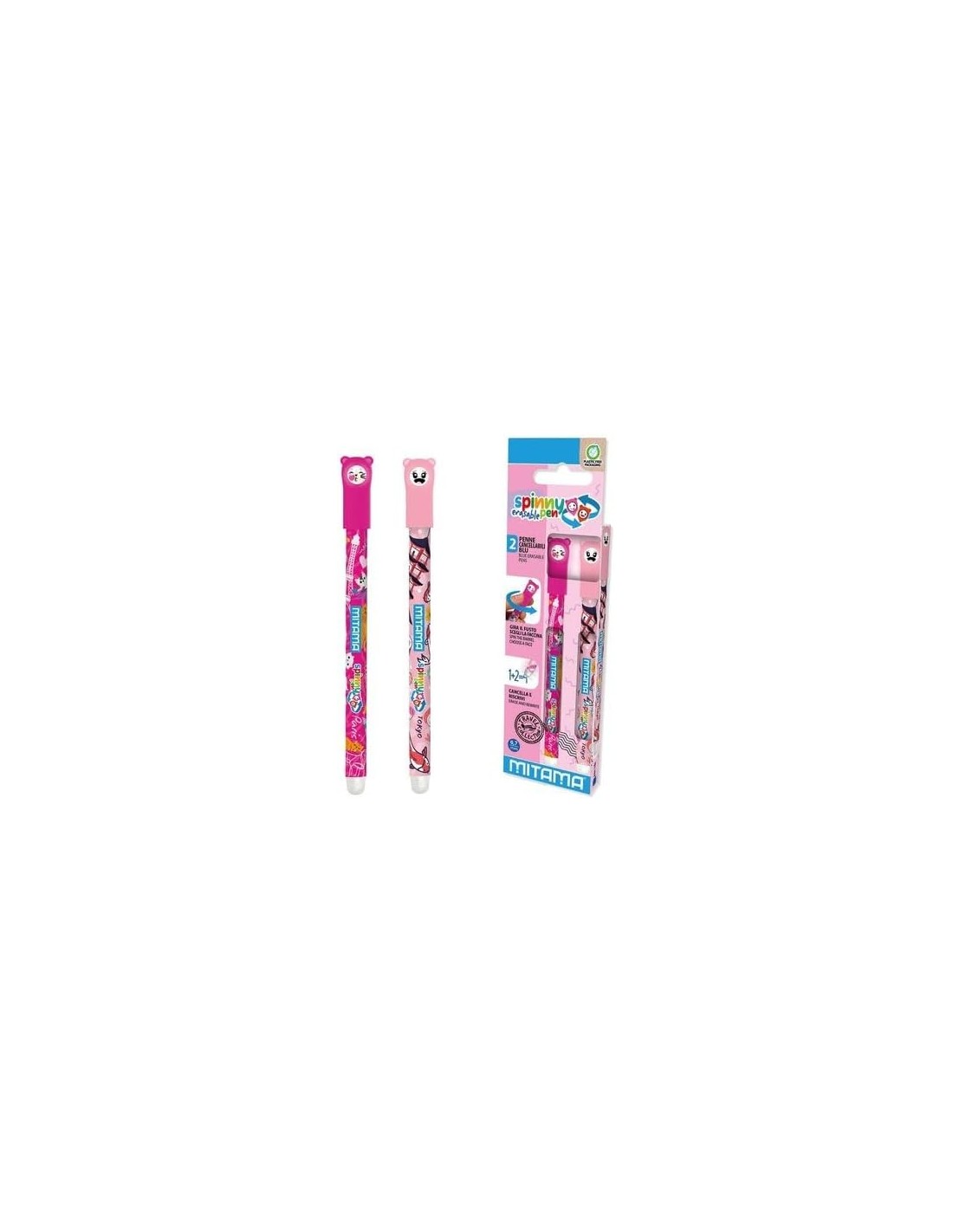 CANCELLERIA: vendita online Mitama, Set 2 Penne Cancellabili, Spinny Pen P.07, Penna Blu, Punta 0.7 mm, Seven Erasable, Facci...