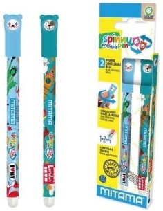 CANCELLERIA: vendita online Mitama, Set 2 Penne Cancellabili, Spinny Pen P.07, Penna Blu, Punta 0.7 mm, Seven Erasable, Facci...