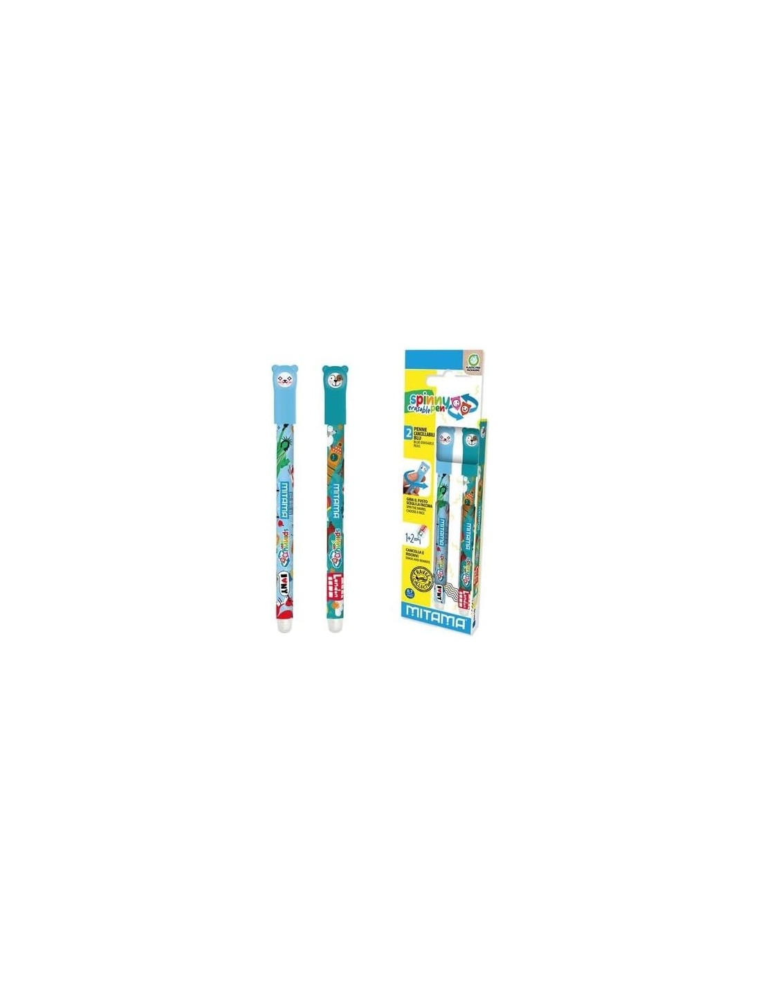 CANCELLERIA: vendita online Mitama, Set 2 Penne Cancellabili, Spinny Pen P.07, Penna Blu, Punta 0.7 mm, Seven Erasable, Facci...