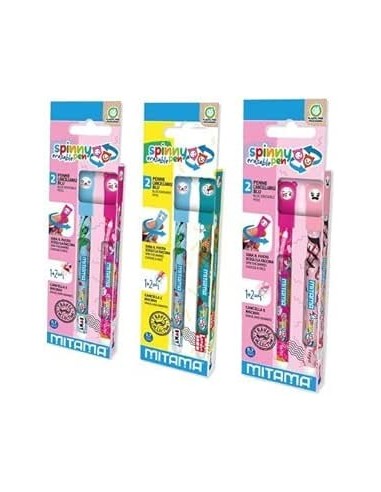 CANCELLERIA: vendita online Mitama, Set 2 Penne Cancellabili, Spinny Pen P.07, Penna Blu, Punta 0.7 mm, Seven Erasable, Facci...