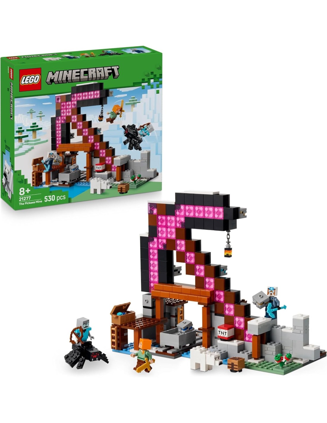 LEGO Minecraft 21277 – La Miniera delle Piccozze: immensa miniera con TNT interattivo, ragno cavalcabile e Alex | ShopInCasa