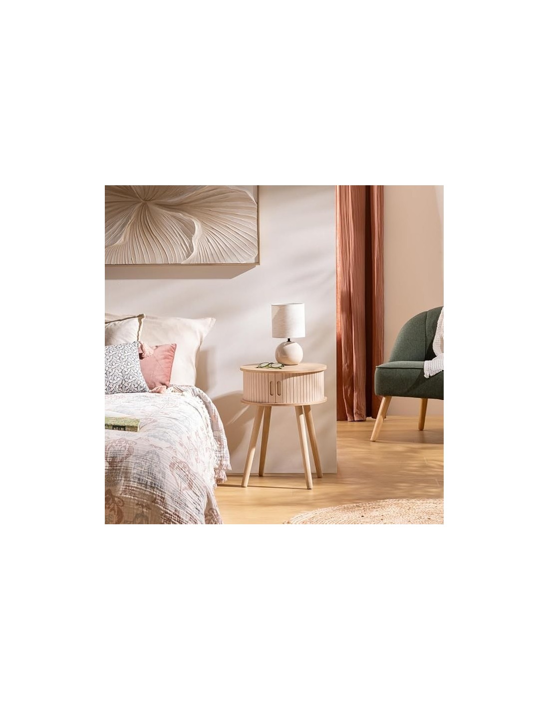 MOBILETTI E CONSOLE: vendita online Comodino, 2 ante, crema, 54x40x40 cm, ATMOSPHERA CREATEUR D'INTERIEUR in offerta