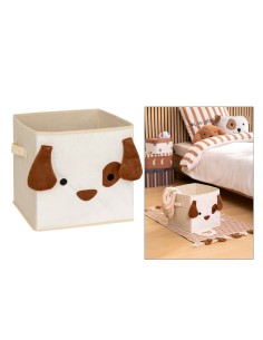 OGGETTISTICA: vendita online Scatola Contenitore in Velluto Beige con Stampa Cane, 29 x 29 x 29 cm – Pieghevole in offerta