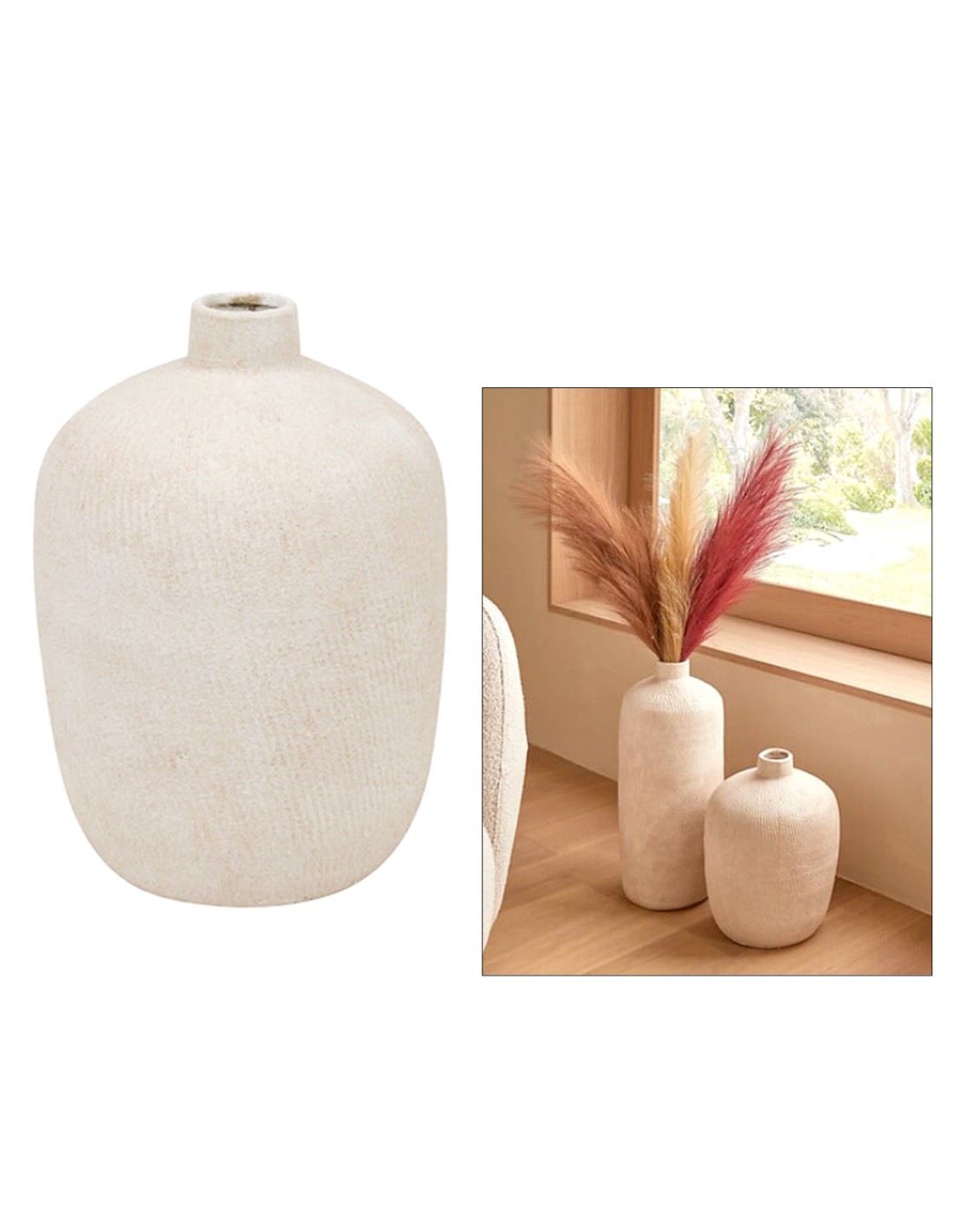 VASI D'ARREDO: vendita online Vaso, gres, Romia, beige, D.22,5 x H.31 cm, collezione Wonja in offerta