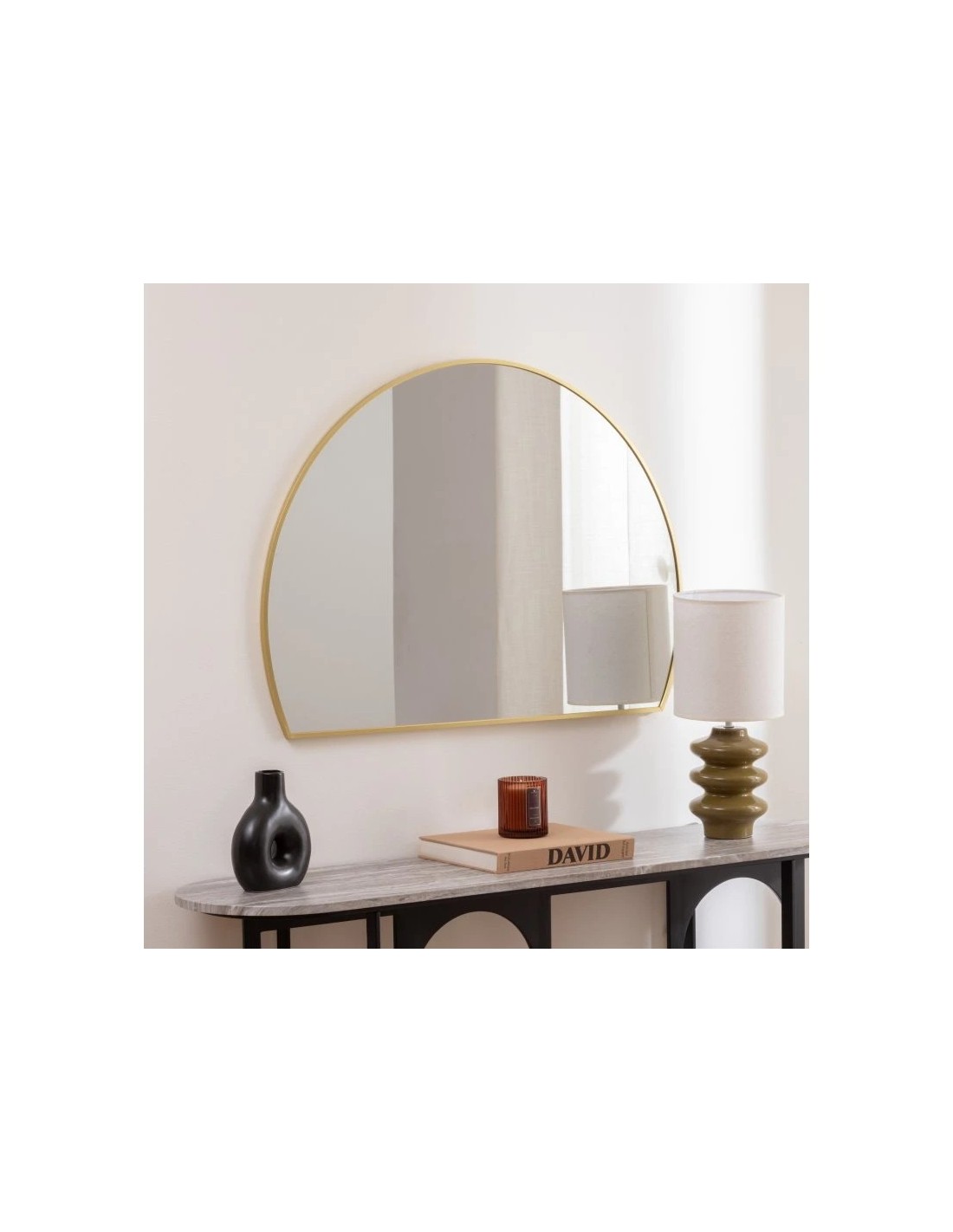 SPECCHI: vendita online Specchio, semicircolare, ingresso, ALICE, metallo, oro, 90x65 cm in offerta