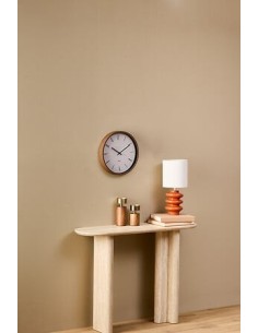 OROLOGI: vendita online Orologio Bratislav, diametro 35 cm, plastica bianca, effetto legno noce, da parete in offerta