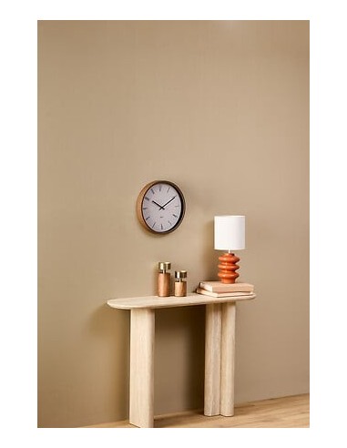 OROLOGI: vendita online Orologio Bratislav, diametro 35 cm, plastica bianca, effetto legno noce, da parete in offerta
