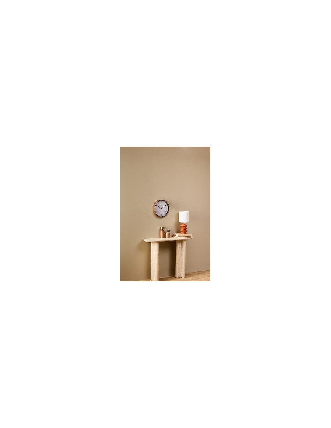 OROLOGI: vendita online Orologio Bratislav, diametro 35 cm, plastica bianca, effetto legno noce, da parete in offerta