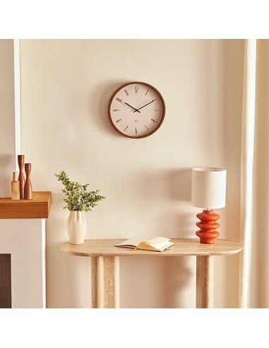 OROLOGI: vendita online Orologio Bratislav, diametro 35 cm, plastica bianca, effetto legno noce, da parete in offerta