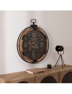 OROLOGI: vendita online Orologio da parete GOUS AMRI, 70x84 cm, nero, MDF e metallo, con ingranaggi mobili in offerta