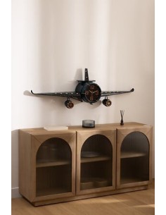 OROLOGI: vendita online Orologio da parete aereo HANS, 143x46 cm, metallo verde, decorazione murale vintage in offerta
