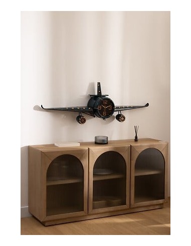 OROLOGI: vendita online Orologio da parete aereo HANS, 143x46 cm, metallo verde, decorazione murale vintage in offerta