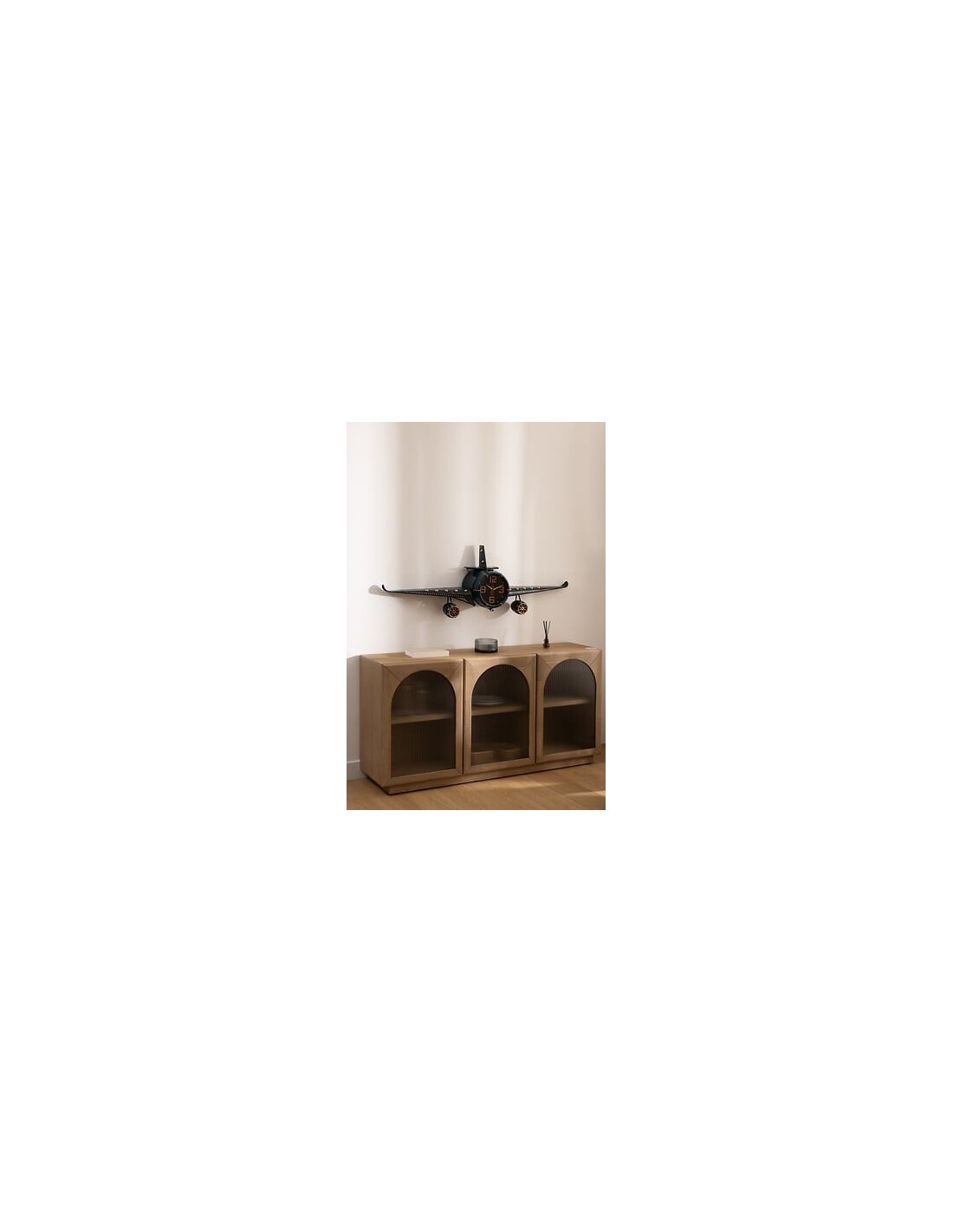 OROLOGI: vendita online Orologio da parete aereo HANS, 143x46 cm, metallo verde, decorazione murale vintage in offerta