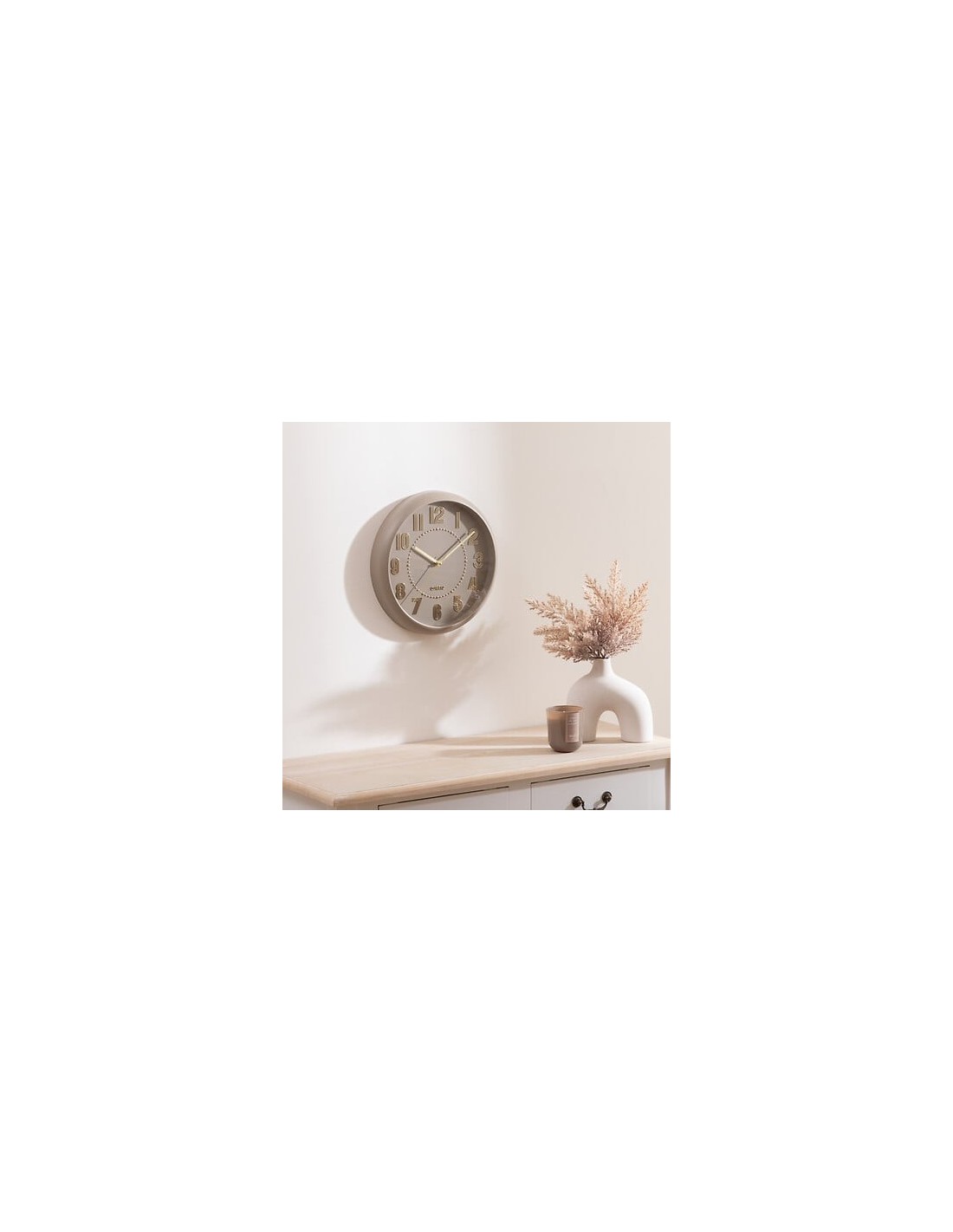 OROLOGI: vendita online Orologio Alizée, 30 cm, plastica tortora, beige moyen, design 3D, funzionamento a batteria in offerta