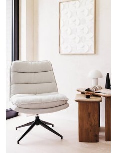 POLTRONE E DIVANI: vendita online Poltrona girevole Harper, piede metallo bianco, gris perle, 360°, 64x74,5x87 cm in offerta