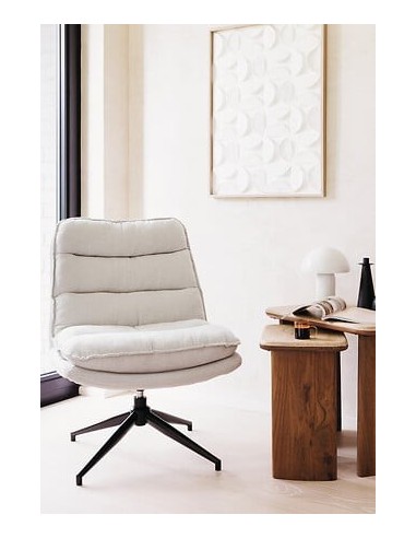 POLTRONE E DIVANI: vendita online Poltrona girevole Harper, piede metallo bianco, gris perle, 360°, 64x74,5x87 cm in offerta