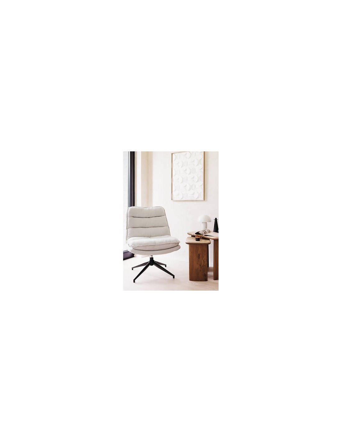 POLTRONE E DIVANI: vendita online Poltrona girevole Harper, piede metallo bianco, gris perle, 360°, 64x74,5x87 cm in offerta