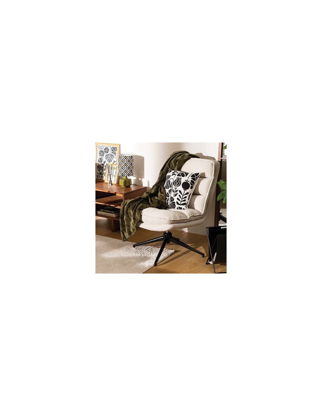 POLTRONE E DIVANI: vendita online Poltrona girevole Harper, piede metallo bianco, gris perle, 360°, 64x74,5x87 cm in offerta