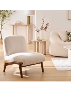 POLTRONE E DIVANI: vendita online Poltrona bouclé, Liora, avorio, legno FSC, 61,4x75,5x76 cm, stile moderno in offerta
