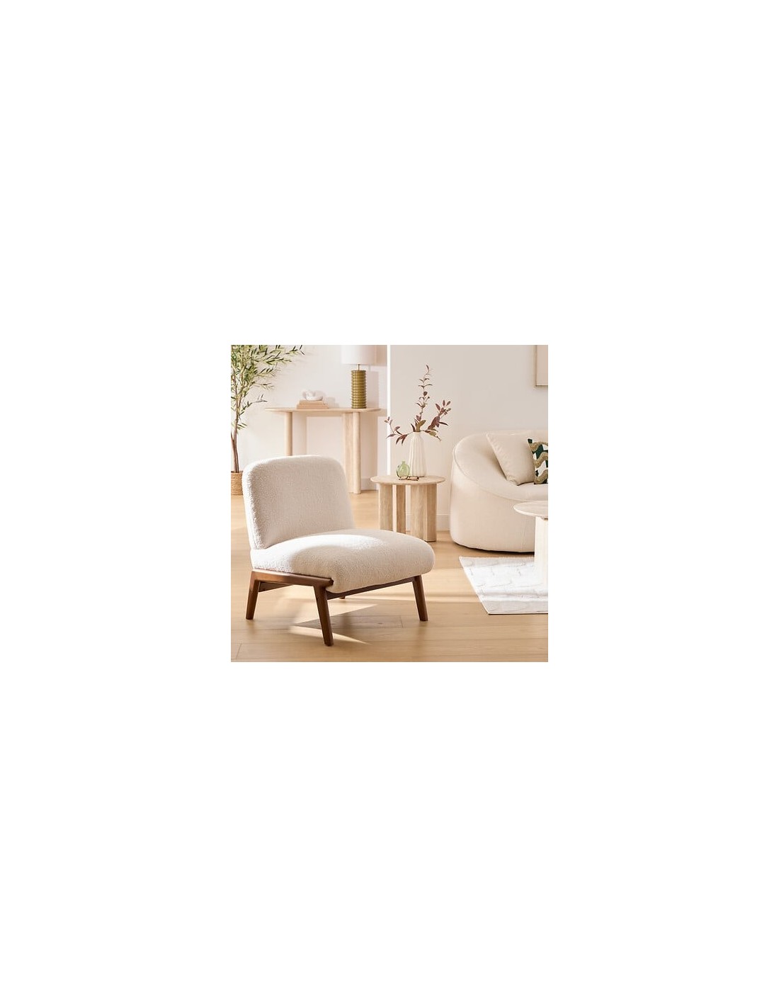 POLTRONE E DIVANI: vendita online Poltrona bouclé, Liora, avorio, legno FSC, 61,4x75,5x76 cm, stile moderno in offerta