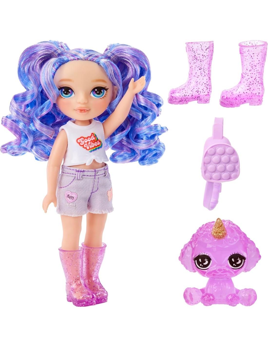 Rainbow High Littles bambola viola 15 cm con pet incluso | shopincasa.it
