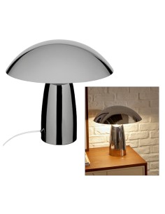 ILLUMINAZIONE: vendita online Lampada fungo Omia, argentata, 34 cm altezza, acciaio e cemento, design moderno, doppio attacco...