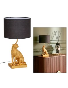 ILLUMINAZIONE: vendita online Lampada leopardo Gepi, dorata, 47,5 cm altezza, design elegante, acciaio e poliresina, collezio...