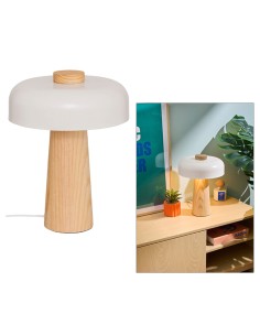 ILLUMINAZIONE: vendita online Lampada fungo Pola, bianca, 36 cm altezza, doppio attacco E27, legno Hevea e acciaio, collezion...