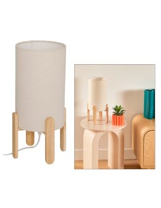 ILLUMINAZIONE: vendita online Lampada Rafa, base in legno, beige, altezza 37 cm, design moderno, HEVEA e PVC in offerta