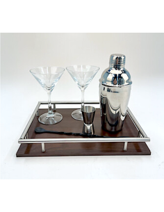 SET COCKTAIL 203464 JULES VETRO/ACCIAIO CON VASSOIO MDF