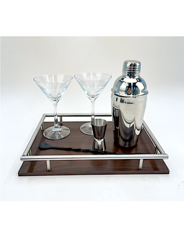 SET COCKTAIL 203464 JULES VETRO/ACCIAIO CON VASSOIO MDF