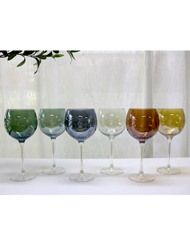 CALICI VINO E SPUMANTE: vendita online Set 6 calici da vino, Lucia, 42 cl, vetro multicolore, dimensioni 9,5x20 cm in offerta