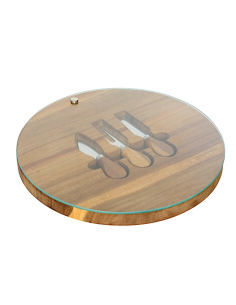 SET FORMAGGI 207200 MINA 3 UTENSILI CON VASSOIO ACACIA