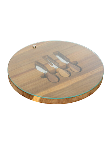 SET FORMAGGI 207200 MINA 3 UTENSILI CON VASSOIO ACACIA