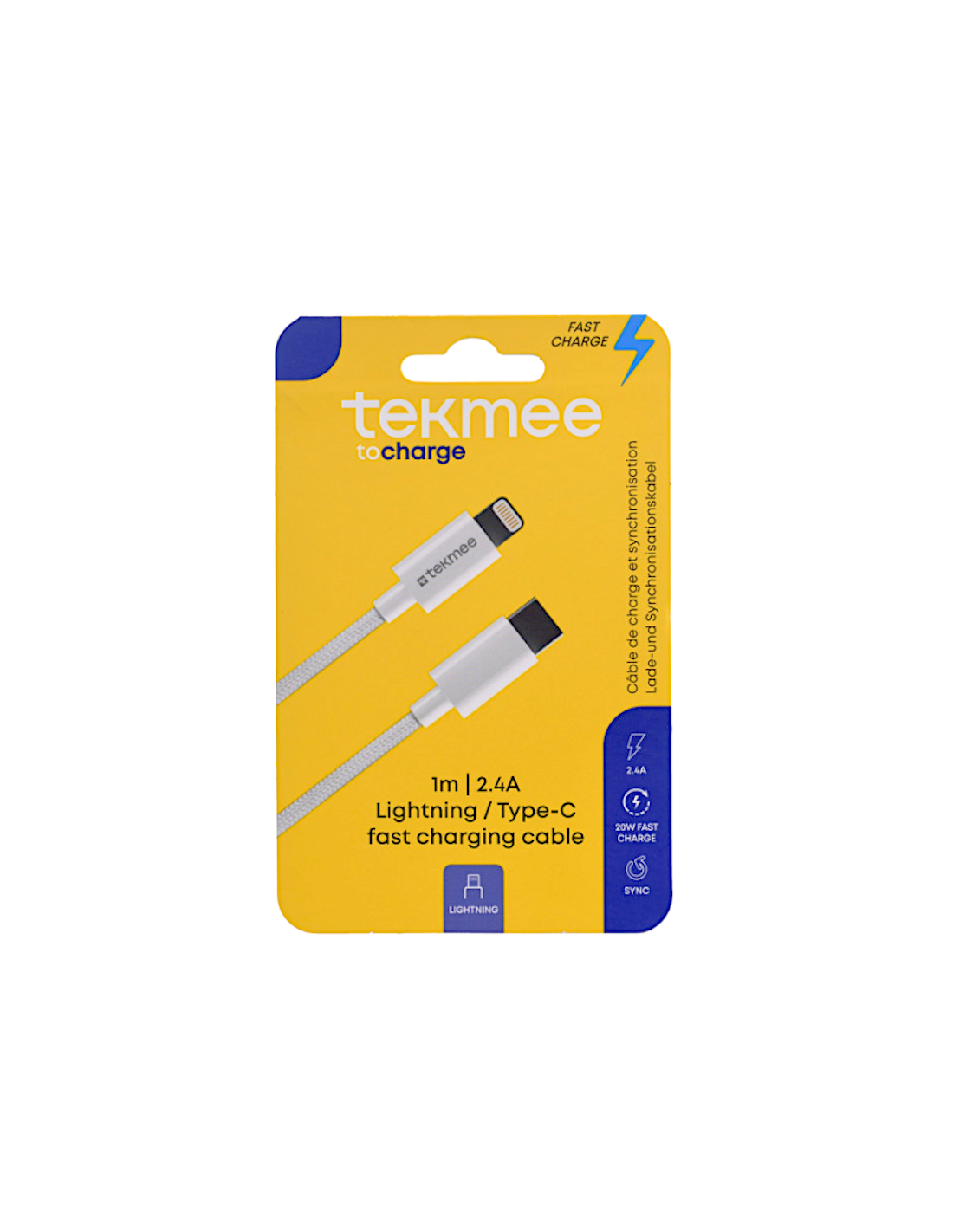 CAVO RICARICA RAPIDA TIPO-C/LIGHTNING 1MT 27W