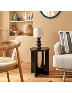 TAVOLI: vendita online Tavolino da caffè, Bloom, diametro 40 cm, nero, MDF, finitura opaca, stile moderno in offerta