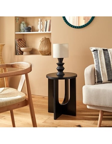 TAVOLI: vendita online Tavolino da caffè, Bloom, diametro 40 cm, nero, MDF, finitura opaca, stile moderno in offerta