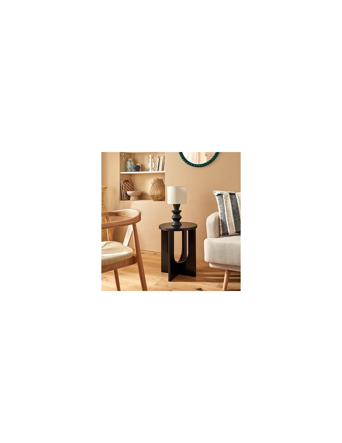 TAVOLI: vendita online Tavolino da caffè, Bloom, diametro 40 cm, nero, MDF, finitura opaca, stile moderno in offerta