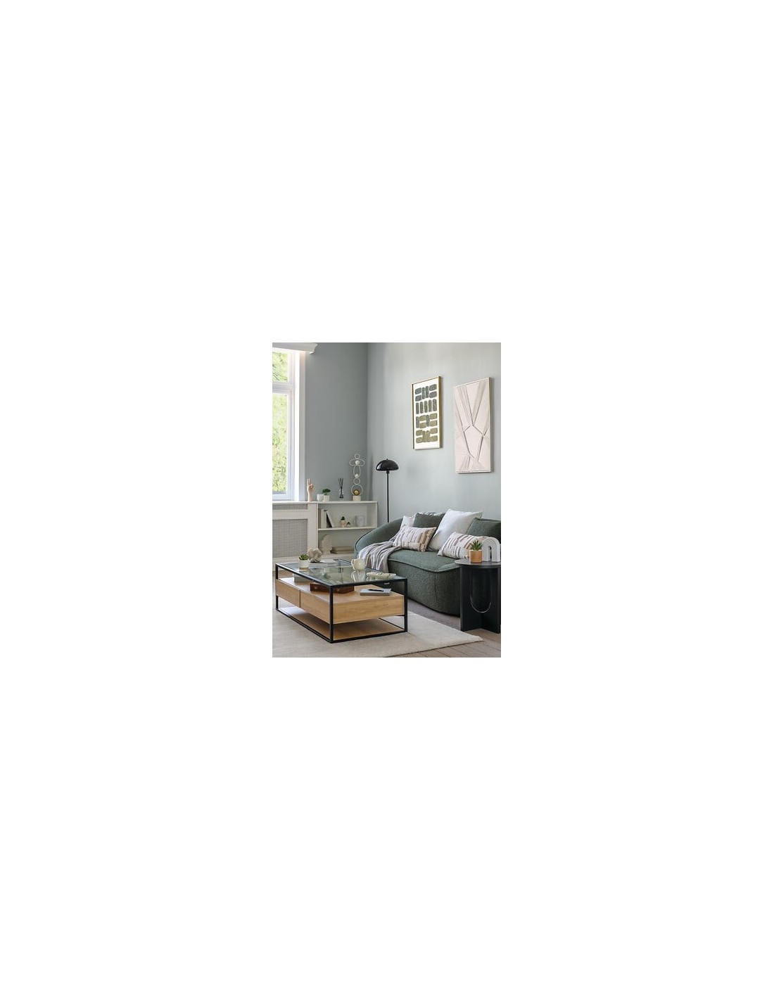 TAVOLI: vendita online Tavolino da caffè, Bloom, diametro 40 cm, nero, MDF, finitura opaca, stile moderno in offerta