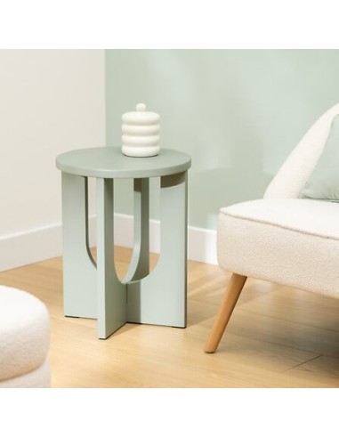TAVOLI: vendita online Tavolino da caffè, Bloom, diametro 40 cm, verde di gris, MDF, finitura opaca, stile moderno in offerta