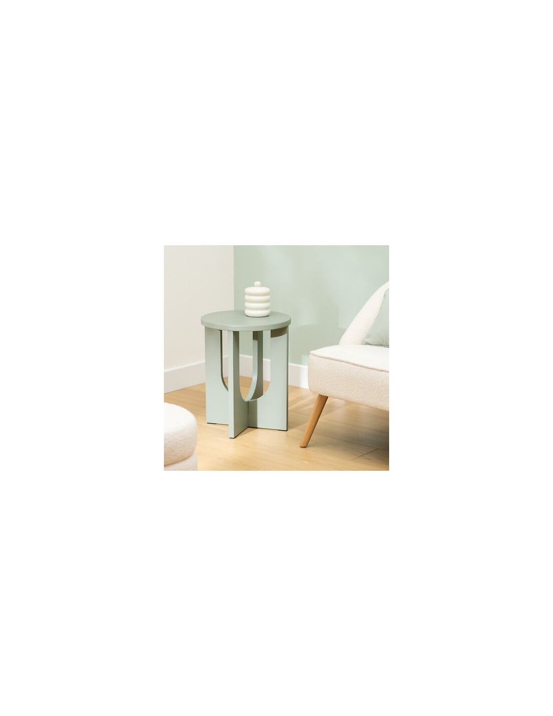 TAVOLI: vendita online Tavolino da caffè, Bloom, diametro 40 cm, verde di gris, MDF, finitura opaca, stile moderno in offerta