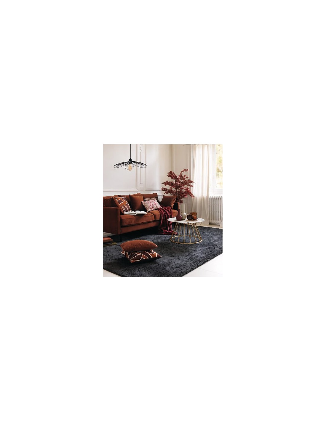 TAVOLI: vendita online Tavolino Rayo, effetto marmo bianco, vetro temperato, D70 cm, struttura in acciaio in offerta