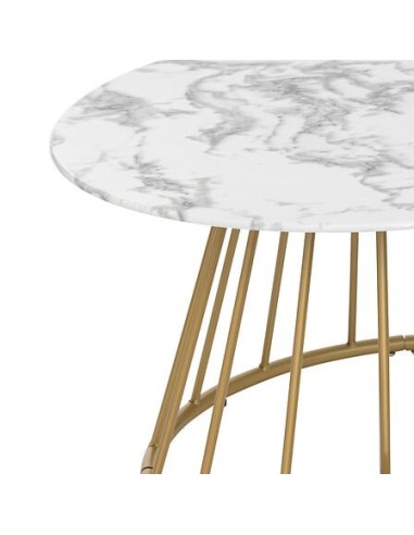 TAVOLI: vendita online Tavolino Rayo, effetto marmo bianco, vetro temperato, D70 cm, struttura in acciaio in offerta