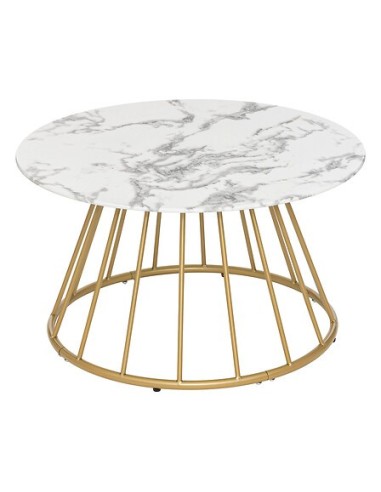 TAVOLI: vendita online Tavolino Rayo, effetto marmo bianco, vetro temperato, D70 cm, struttura in acciaio in offerta