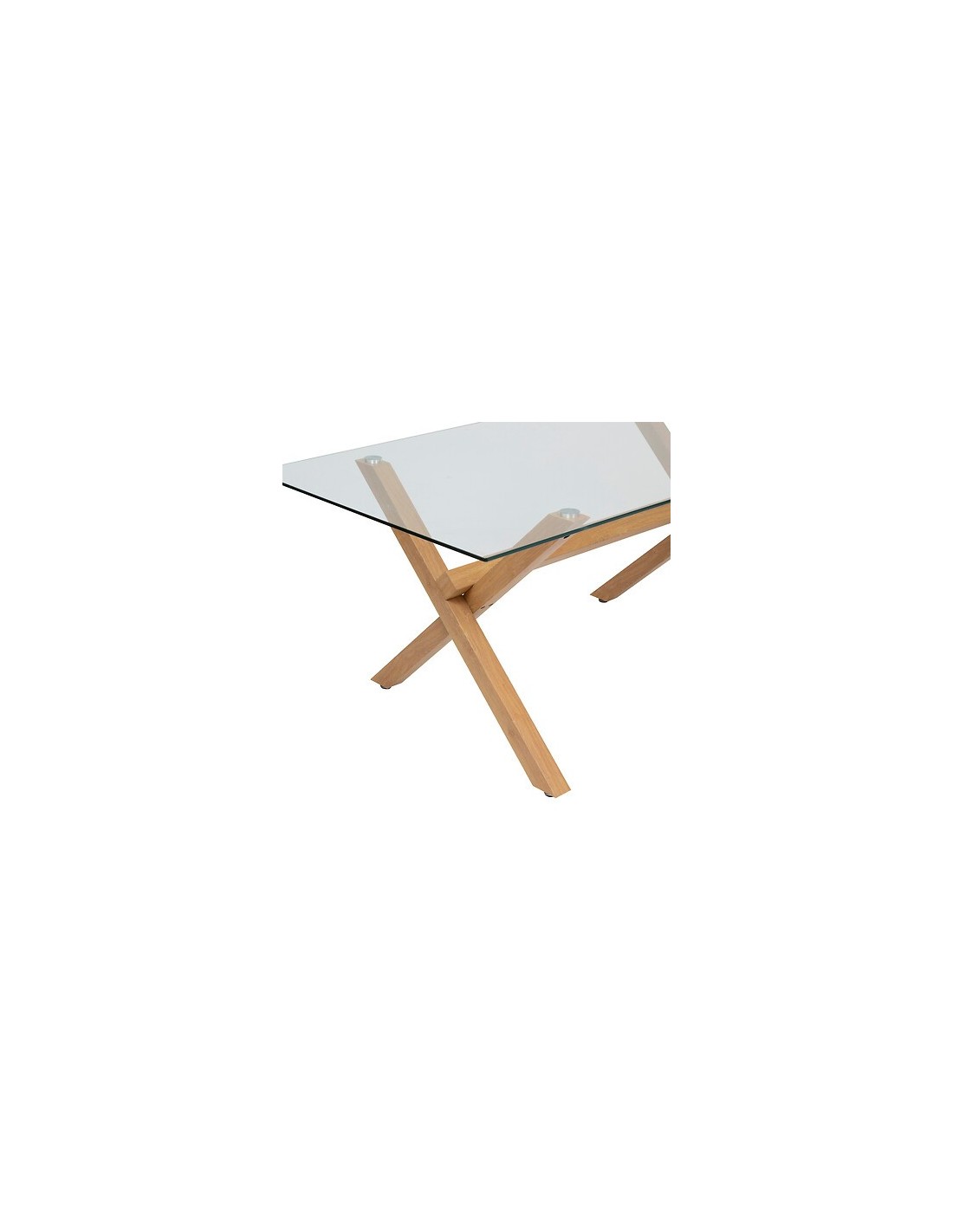 TAVOLI: vendita online Tavolo da pranzo Jorel, 180x90 cm, vetro temperato, metallo effetto rovere, rettangolare in offerta