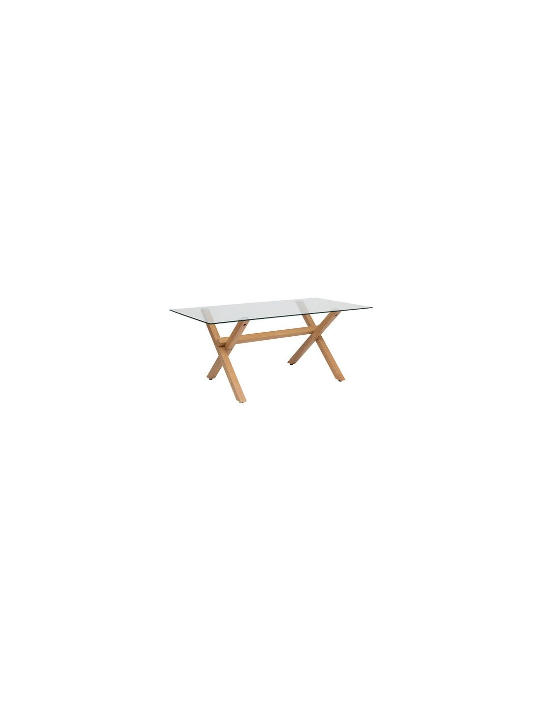 TAVOLI: vendita online Tavolo da pranzo Jorel, 180x90 cm, vetro temperato, metallo effetto rovere, rettangolare in offerta